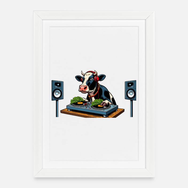 DJ Cowspin - Affiche encadrée (27 × 37 cm) - blanc