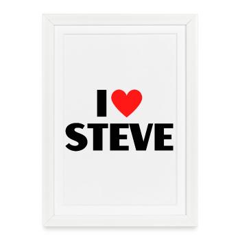 J'aime Steve Red Heart Love Fan Gift - Affiche encadrée (27 × 37 cm) - blanc - Devant