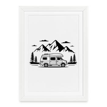 Camping - Framed poster (27 × 37 cm) - white - Front