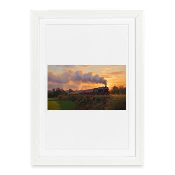 Sunset Steam Train - Framed poster (27 × 37 cm) - white - Front