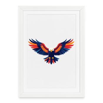 Motif coloré d’aigle volant Ailes déployées d’aigle - Affiche encadrée (27 × 37 cm) - blanc - Devant
