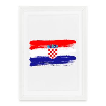 Croatian Flag Football Fan Sports Heritage - Framed poster (27 × 37 cm) - white - Front