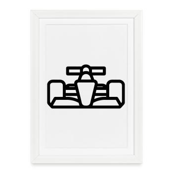 voiture de course - Affiche encadrée (27 × 37 cm) - blanc - Devant