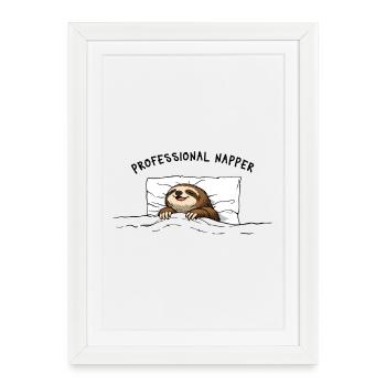 Dormeur professionnel – Chemise de nuit adorable Sloth - Affiche encadrée (27 × 37 cm) - blanc - Devant