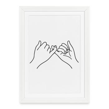 Mains de promesse Symbole d’art en ligne Amitié - Affiche encadrée (27 × 37 cm) - blanc - Devant
