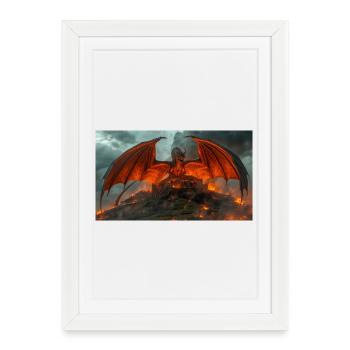 Un dragon menace le royaume paisible de Beowulf - Affiche encadrée (27 × 37 cm) - blanc - Devant