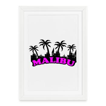 Police rose néon de Malibu - Affiche encadrée (27 × 37 cm) - blanc - Devant