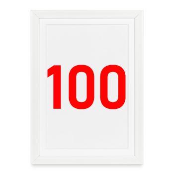100. 100 ANS. 100e ANNIVERSAIRE. ANNIVERSAIRE 100  - Affiche encadrée (27 × 37 cm) - blanc - Devant