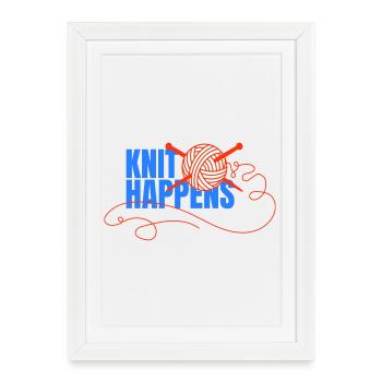 Knit Happens Logo Knit Design - Framed poster (27 × 37 cm) - white - Front