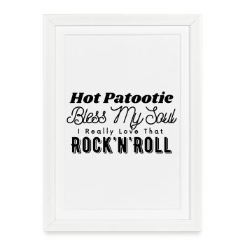 Chanson Hot Patootie Rock n Roll – Couleur personnalisable - Affiche encadrée (27 × 37 cm) - blanc - Devant
