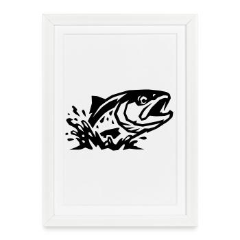 Poisson sauteur Pêche Pêche Poisson prédateur - Affiche encadrée (27 × 37 cm) - blanc - Devant