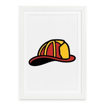 Icône du sauveteur casque de pompier - Affiche encadrée (27 × 37 cm) - blanc - Devant