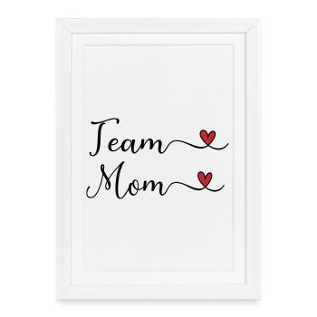 Team Mom Typographie Mignonne Design avec un cœur - Affiche encadrée (27 × 37 cm) - blanc - Devant