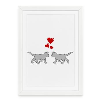 katze_verliebt_02 - Framed poster (27 × 37 cm) - white - Front