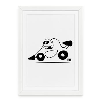 voiture de course - Affiche encadrée (27 × 37 cm) - blanc - Devant