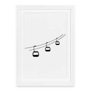 télécabine télécabine gondole hiver vacances vacance sp - Affiche encadrée (27 × 37 cm) - blanc - Devant
