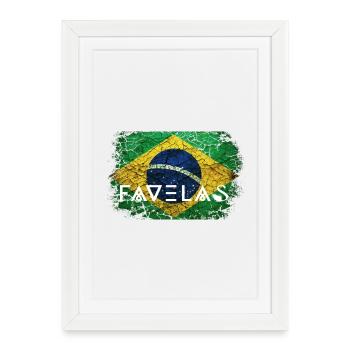 Drapeau des favelas : Des brises en vert et jaune - Affiche encadrée (27 × 37 cm) - blanc - Devant