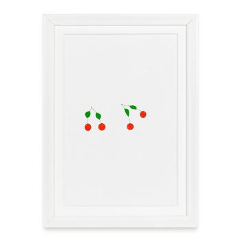 cerises - Affiche encadrée (27 × 37 cm) - blanc - Devant