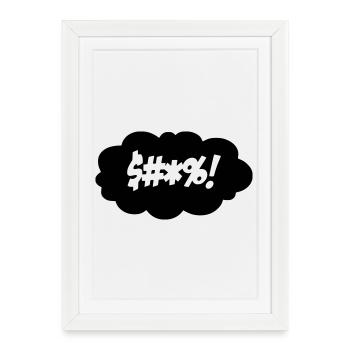 A curse in a thinking cloud $#*%! * - Framed poster (27 × 37 cm) - white - Front
