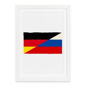 Drapeau vintage de l’Allemagne et de la Russie - Affiche encadrée (27 × 37 cm) - blanc - Devant