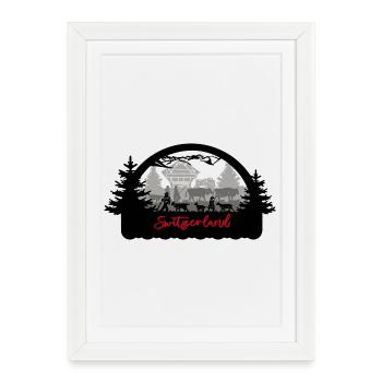 Silhouette Suisse - Affiche encadrée (27 × 37 cm) - blanc - Devant