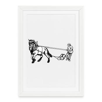 Holzrücker with horse - Framed poster (27 × 37 cm) - white - Front