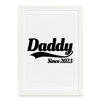 Père grossesse enceinte Papa depuis 2023 - Affiche encadrée (27 × 37 cm) - blanc - Devant