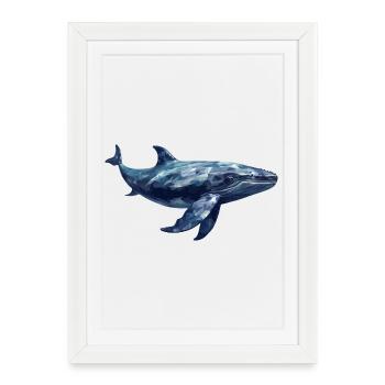 Pottwal Polygon Design - Gerahmtes Poster (27 × 37 cm) - Weiß - Vorne