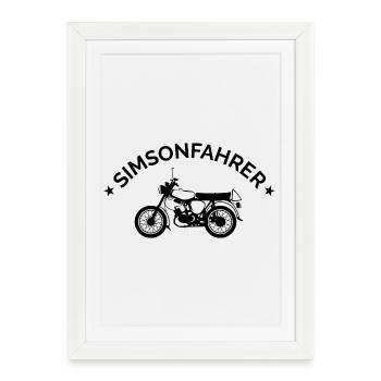 Simsonfahrer Simson Moped Symbol Freunde Osten DDR - Gerahmtes Poster (27 × 37 cm) - Weiß - Vorne