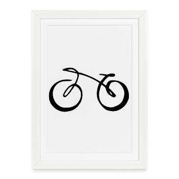 Black Minimalist Bike - Framed poster (27 × 37 cm) - white - Front