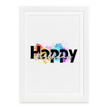 Happy birthday, Congratulations, Birthday - Framed poster (27 × 37 cm) - white - Front