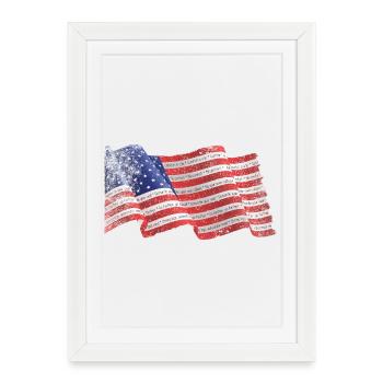 Rayures de drapeau patriotique avec texte inspirant - Affiche encadrée (27 × 37 cm) - blanc - Devant