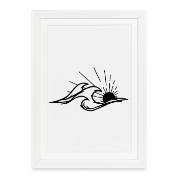 The waves and the black sun - Framed poster (27 × 37 cm) - white - Front