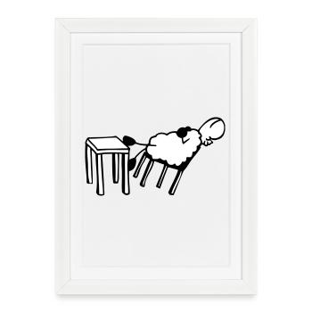 Moutons endormis - Affiche encadrée (27 × 37 cm) - blanc - Devant