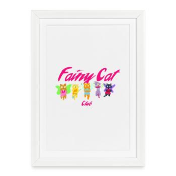 Fairy cat club - Affiche encadrée (27 × 37 cm) - blanc - Devant
