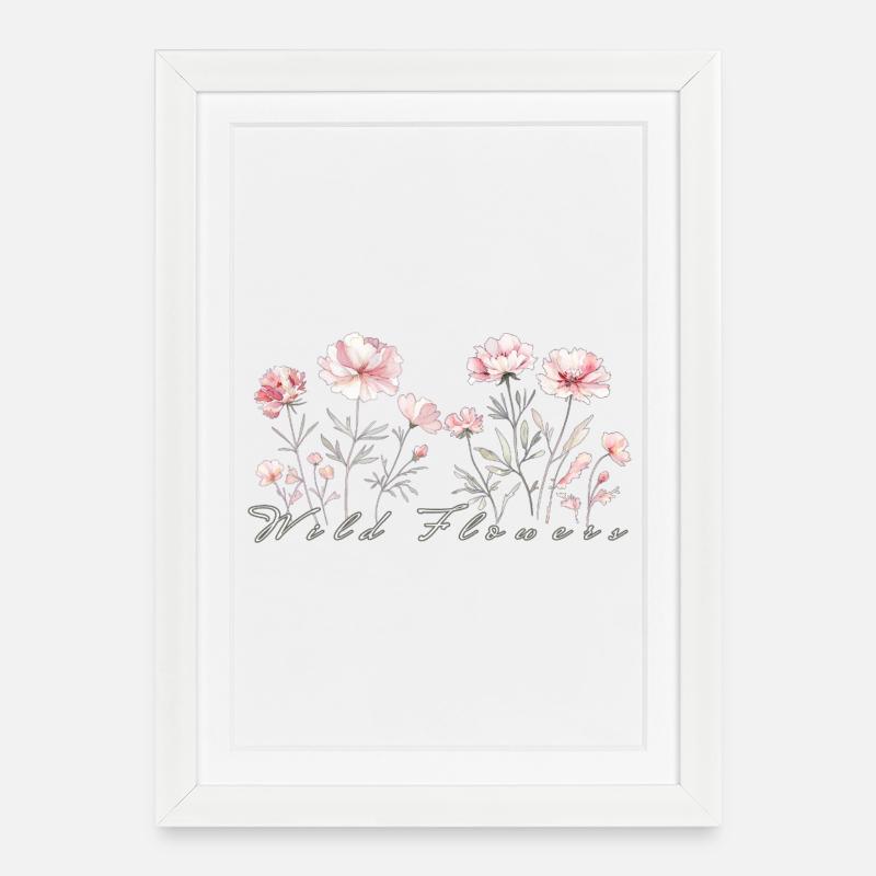 Wilde Blumen - Gerahmtes Poster (27 × 37 cm) - Weiß