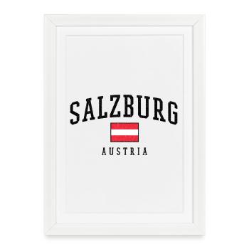 Salzbourg, Autriche – Motif du drapeau avec fierté locale - Affiche encadrée (27 × 37 cm) - blanc - Devant
