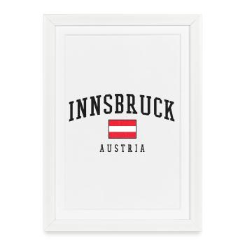 Logo du drapeau vintage d’Innsbruck – Autriche - Affiche encadrée (27 × 37 cm) - blanc - Devant