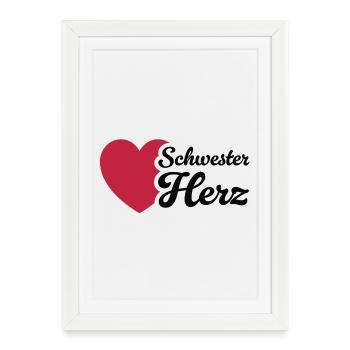 Heart sister design with love - Framed poster (27 × 37 cm) - white - Front