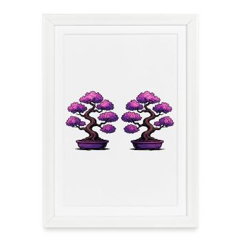 Double Sakura Bonsai - Framed poster (27 × 37 cm) - white - Front