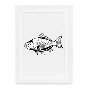 Fish Fish T-shirt Gift Angler - Framed poster (27 × 37 cm) - white - Front