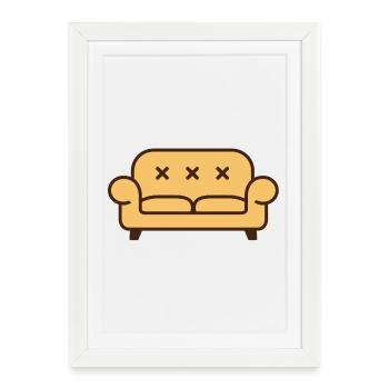 Sofa with X-eyes - Pop Art - Framed poster (27 × 37 cm) - white - Front