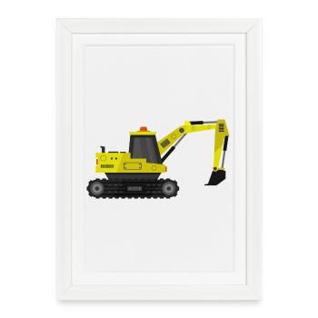 Excavator - Framed poster (27 × 37 cm) - white - Front
