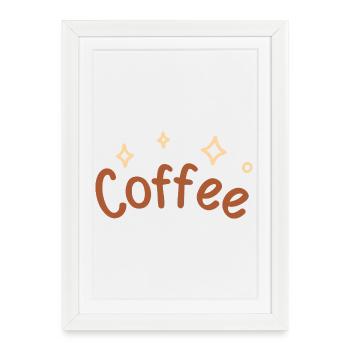 Lettrage Café Esquisse - Affiche encadrée (27 × 37 cm) - blanc - Devant