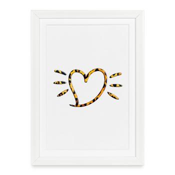 Rayons du cœur léopard - Affiche encadrée (27 × 37 cm) - blanc - Devant