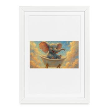 Elephant bath in the sky - Framed poster (27 × 37 cm) - white - Front