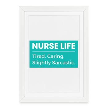 Nurse T-Shirt – Funny Nurse Life Healthcare Hum - Framed poster (27 × 37 cm) - white - Front