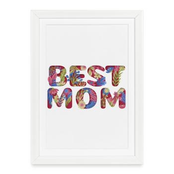 Best Mom Floral Lettering Design - Framed poster (27 × 37 cm) - white - Front