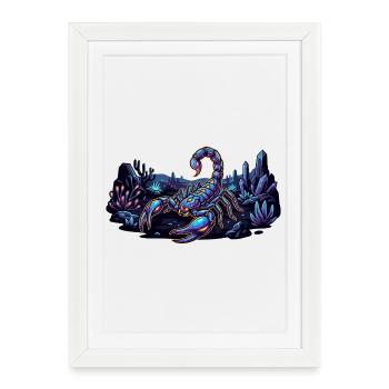 Motif du Scorpion néon sur la planète désertique nocturne - Affiche encadrée (27 × 37 cm) - blanc - Devant