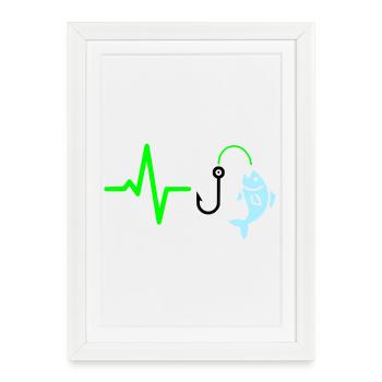 Icône de pêche à la ligne à impulsions - Affiche encadrée (27 × 37 cm) - blanc - Devant